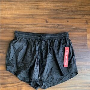 New Good American Lightweight Nylon Lined Black Running Shorts
